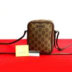 極 美品 GUCCI グッチ GG ロゴ 総柄 キャンバス レザー 本革 ミニ ショルダーバッグ ポシェット サコッシュ ポーチ ブラウン 30331