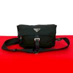 極 美品 PRADA プラダ 三角ロゴ 金具 テスート ナイロン レザー 本革 ショルダーバッグ ポシェット サコッシュ ブラック 黒 95736