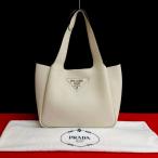 極 美品 袋付 PRADA プラダ 三角ロゴ プレート 金具 ヴィッテロダイノ レザー 本革 ハンドバッグ ミニ トートバッグ ホワイト 44615