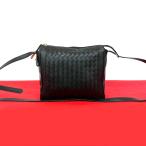 極 美品 BOTTEGA VENETA ボッテガヴェネタ イントレチャート レザー 本革 ミニ ショルダーバッグ ポシェット サコッシュ ブラック 63807
