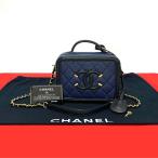 極 美品 カード シール有 27番台 CHANEL シャネル CCフィグリー キャビアスキン チェーン ショルダーバッグ ハンドバッグ ネイビー 33037