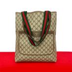 ショッピングＧＧ 極 美品 GUCCI グッチ オールドグッチ ヴィンテージ シェリーライン GG ロゴ 金具 レザー トートバッグ ハンドバッグ ブラウン 70535