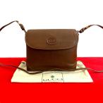 ショッピンググッチ 極 美品 袋付き GUCCI グッチ オールドグッチ ヴィンテージ GG ロゴ レザー 本革 ショルダーバッグ ポシェット ブラウン 茶 94708