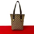 極 美品 GUCCI グッチ GG キャンバス レザー 本革 キャンバス ミニ トートバッグ ハンドバッグ セミ ショルダーバッグ ブラウン 57141