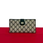ショッピンググッチ 極 美品 希少品 GUCCI グッチ オールドグッチ GG ロゴ 柄 金具 レザー 本革 二つ折り 長 財布 ロング ウォレット ネイビー 紺 3460q