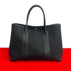 ショッピングガーデン 極 美品 □M刻印 HERMES エルメス ガーデンパーティ PM トワルオフィシエ ネゴンダ トートバッグ ハンドバッグ ブラック 黒 60654