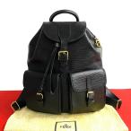 極 美品 FENDI フェンディ ヴィンテージ FF ロゴ 金具 エピレザー 本革 リュックサック デイパック バックパック ブラック 44798
