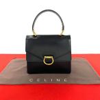 極 美品 希少品 CELINE セリーヌ ヴィンテージ ガンチーニ 金具 カーフ レザー 本革 ハンドバッグ ミニ トートバック ブラック 黒 44809