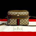 ほぼ未使用 GUCCI グッチ オールドグッチ ヴィンテージ シェリーライン GG ロゴ 金具 レザー ショルダーバッグ ポシェット ブラウン 46897
