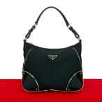 ほぼ未使用 PRADA プラダ 三角ロゴ 金具 ナイロン レザー 本革 パイソン 柄 セミ ワン ショルダーバッグ ハンドバッグ ブラック 40964