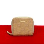 ショッピングＧＧキャンバス 極 美品 希少品 GUCCI グッチ GG 柄 ロゴ 金具 キャンバス レザー 本革 ラウンドジップ コインケース 小銭入れ ピンク ベージュ 27090