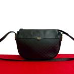 極 美品 GUCCI グッチ オールドグッチ ヴィンテージ マイクロ GG ロゴ 金具 レザー ショルダーバッグ ポシェット ブラック 40905