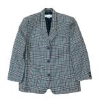 ショッピングdior 極 美品 Christian Dior ディオール チェック 柄 ウール ポリエステル テーラードジャケット Mサイズ ブラック ホワイト グリーン 32098