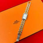 稼働品 極 美品 HERMES エルメス ヴィンテージ クロアジュール ステンレス GP クォーツ 腕時計 シルバー ゴールド 30961