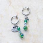 アクアマリングリーンアゲートオーラグリーンアゲートイヤリング|期間限定クー...