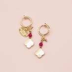 人工ルビーマザーオブパールイヤリング|おしゃれ誕生石パワーストーン天然石