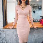 ニットワンピース レディース 長袖 ロング ニットワンピース 膝丈 大きいサイズ チュニックワンピース ニットワンピ タイト 2018秋冬新作