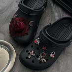 ショッピングジビッツ ジビッツ8点セット リボン サンダル デコレーションピン ジャム チャームズ ジビッツ SNS話題 オシャレ おしゃれ Y2K シルバー ootd バラ 原宿系 ビーズ