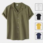 半袖シャツ メンズ カジュアルシャツ 開襟シャツ 涼しい 綿麻シャツ 通気 冷感 通勤 通学 ゆったり お兄系 夏