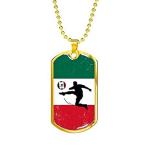 Express Your Love Gifts Mexico Flag and Futbol/Soccer Necklace Stainless St