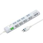 送料無料 サンワサプライ USB充電ポート付き節電タップ(面ファスナー付き) 2P・4個口 3m TAP-B107U-3W