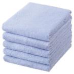 （まとめ） TANOSEE フェイスタオル パープル 1パック（5枚） 〔×10セット〕