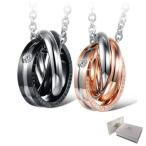 ペアネックレス インターロックトリプルリング 「THE WORLD LOOKS WONDERFUL WHEN I AM WITH YOU」刻印 PGX863