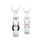 ペアネックレス 「FOREVER LOVE」刻印 CZインセット 金属アレルギー対応 肌に優しいサージカルステンレス316L素材 バンプベネチアンチェーン (ペア・PGX467)