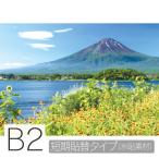 ショッピングポスター お風呂ポスター　河口湖畔の花と富士山 B2　短期貼替タイプ（水貼素材）　防水ポスター　おふろポスター　銭湯気分