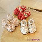 サンダル キッズ ビーチ 通気 女の子 子ども リボン パール付 ベルクロベルト付き 滑り止め 軽量 可愛い ベビーシューズ ビーチサンダル 入園式 結婚式 上履き
