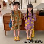 韓国子供服セット キッズ 女の子 男の子 純綿 夏服 2点セット 笑顔柄 半袖 Tシャツ+ショートパンツ ベビー ジュニア 子ども 上下セットアップ ゆったり