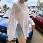 ラッシュガード Tシャツ レディース トップス 長袖 ビーチウェア カバーアップ オーバーサイズ 体型カバー 露出少なめ 日焼け防止 ビーチ 白 夏 リゾート