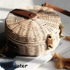 かごバッグ レディース ショルダーバッグ 斜めがけ　麦わらバッグ ピクニック ラウンド型 海 ビーチ 夏バッグ 麦わらバッグ 軽量 かわいい 草編みバッグ