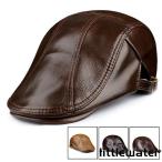 牛革 春秋冬　本革　ハンチング帽　帽子　メンズ　レザー帽子　メンズキャップ　防寒　暖かい　春秋冬　ゴルフ アウトドア　つばロング