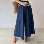 ショッピングスカーチョ ワイドパンツ レディース 夏服 デニムパンツ スカーチョ ガウチョパンツ ボトムス 夏デニム 加工デニム 薄手デニム パンツ ズボン ウエストゴム デニムブルー