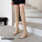 ニーハイブーツ 厚底 ブーティ プラットフォーム ブロックヒール レディース カジュアル ロングブーツ 大きいサイズ ローヒール 美脚 ピンヒール 通気性