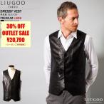 LIUGOO本革ドレスベストメンズ...