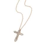 ダイヤモンドペンダント/ネックレス 10粒 0.2ct K18 ピンクゴールド 十字架 クロスモチーフ クロスダイヤ