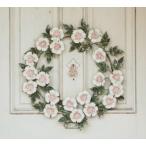 輸入雑貨 Metal Wreath ホワイトフラワー 壁飾り アイアン リース 花柄 ウォールデコレーション シャビーシック CIL-70 直輸入 リビングスタジオ 送料無料