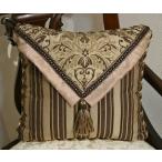 ショッピングjenni 輸入雑貨 ブラウンがお洒落なクッション 39×33cm ストライプ タッセル Jennifer Taylor BRODERICK bd-2115 ジェニファーテイラー