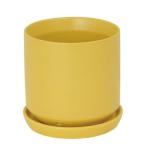 鉢 おしゃれ セラミックポット ソーサー G19-0006M/YL CERAMIC POT 12 YELLOW (DTN)