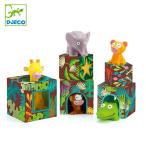 Yahoo! Yahoo!ショッピング(ヤフー ショッピング)スタッキングトイ タパニジャングル キューブブロック 5個 幼児 知育玩具 おもちゃ ジェコ （ DJECO スタックキューブ 入れ子 人形付き ）