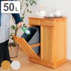 ゴミ箱 木製 50L 25L×2 家具調 （ ごみ箱 25リットル 2分別 ダストボックス キッチンカウンター 分別 ）
