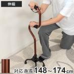 杖 自立式 2段型4点杖 ブラウン 非課税 ( つえ ステッキ 四点杖 4点杖 多点杖 伸縮 両手 長さ調節 介護 歩行補助 高齢者 シンプル )