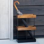 傘立て 四角 木製 スチール （ 傘たて スリム 玄関収納 省スペース 天然木 ブラック ）