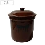 漬物容器 7.2L 切立かめ 4号 蓋付き 陶器 （ 漬物樽 つけもの容器 漬け物容器 漬物 漬け物 つけもの 容器 保存 ）