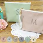 ポーチ イニシャル A K M R S Y 刺繍 キルティング （ コスメ メイク 小物入れ 化粧ポーチ マチあり ）
