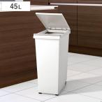 ゴミ箱 45L エバン プッシュペールホワイト プッシュ式 キャスター付き ( ごみ箱 45リットル ワンタッチ ふた付き 縦型 スリム キッチン シンプル )