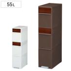 分別ゴミ箱 55L 3段 分別スイングステーション ワイド 木目調パネル ( ごみ箱 55リットル分別 縦型 スリム 3分別 ふた付き スイング べダル式 おしゃれ )
