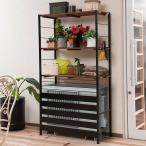 ショッピング室外機カバー 室外機カバー ラック付 ハイタイプ 古木調天板 スチールフレーム 幅90cm （ エアコンカバー 室外機ラック エアコンラック ）